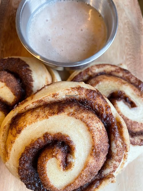 Cinnamon Rolls made fresh and available at market or online at sundropvegan.com at Sundrop Vegan Kitchen - Pop Up in Fayetteville