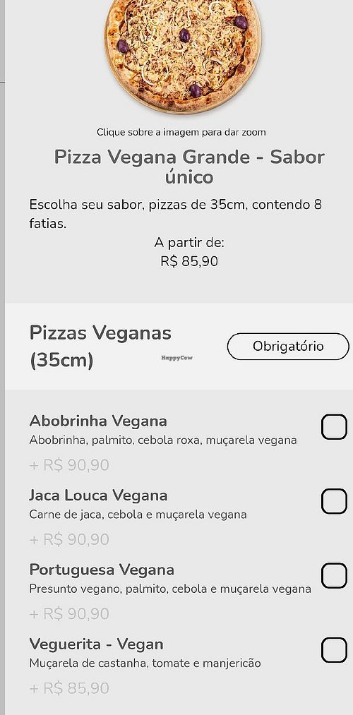 Opções veganas de pizza grande at Pizza Prime in Sorocaba