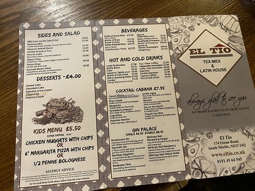 Other side of the menu  at El Tio in South Shields