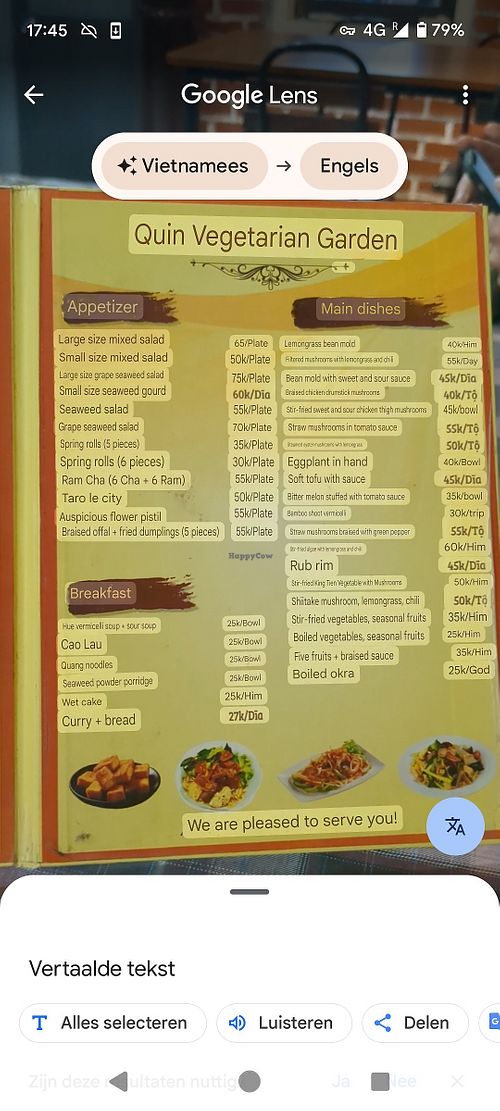 With Google translate at Vườn chay Quin's Garden in Dong Ha