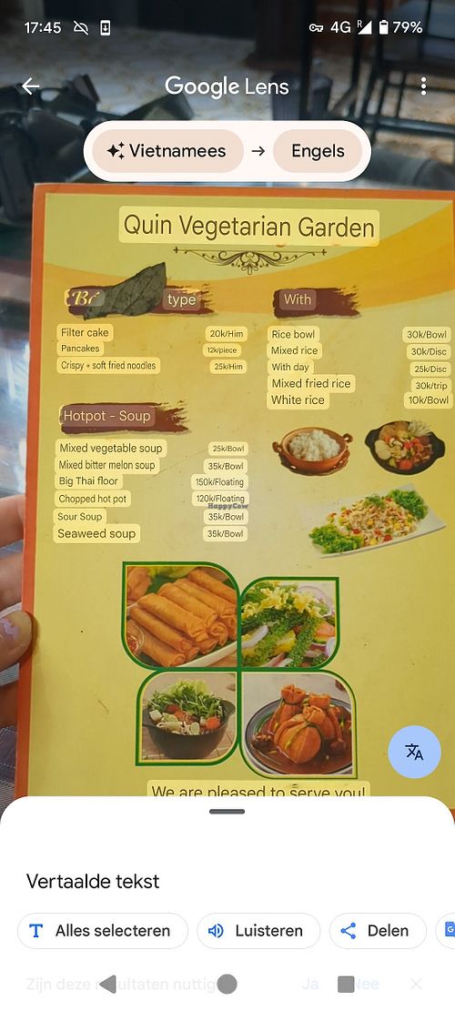 With Google translate at Vườn chay Quin's Garden in Dong Ha