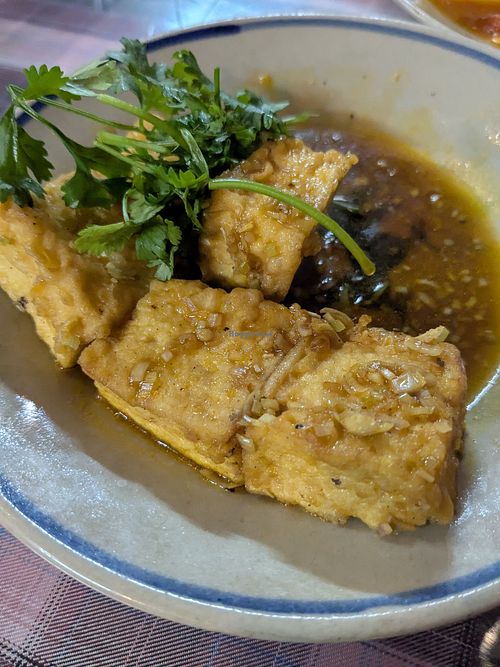 Lemongrass tofu at Vườn chay Quin's Garden in Dong Ha