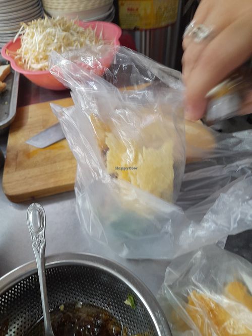 Preparing my take away vegan soup at Mỹ Tho in Ho Chi Minh City