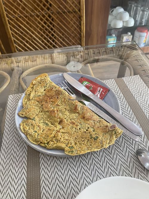 Vegan omelette  at Satvik Cafe in Rishikesh