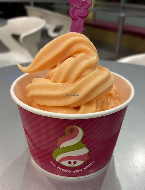 sweet juicy peach sorbet!  at Menchie's Frozen Yogurt in Fenton
