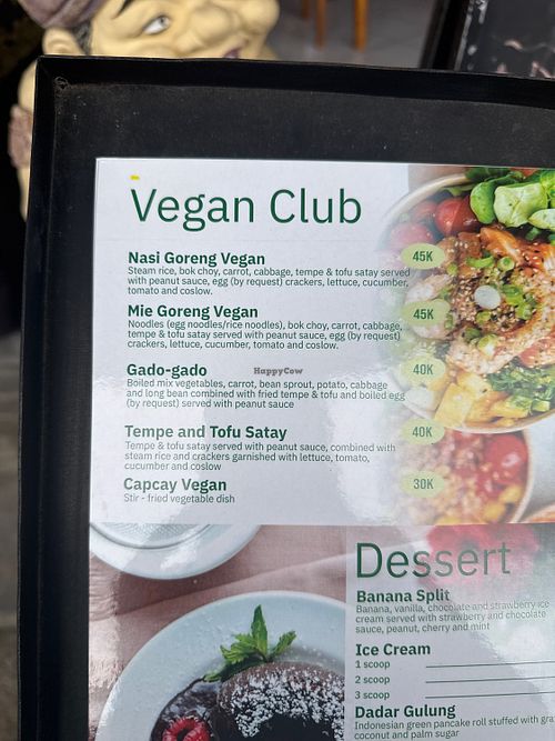 Vegan menu  at Blue Paradise in Karangasem