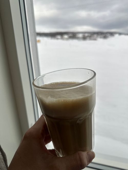 Oat latte   at På Øra in Svensby