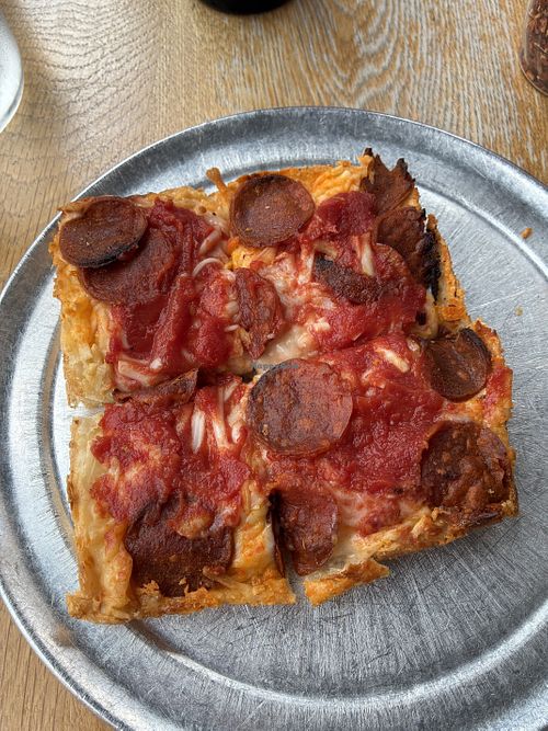 Pumfuroni pepperoni, made from pumpkin seeds   at Taglio - Over The Rhine in Cincinnati