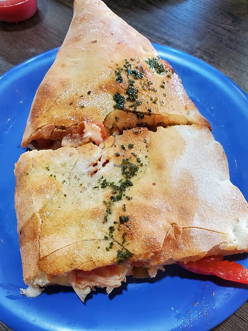 Vegetable calzone with vegan cheese at Nonna Ilva in Shippensburg