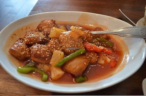 Sweet & Sour Savory (menu item 31) DELICIOUS at Blossom Vegan Restaurant in Pleasanton