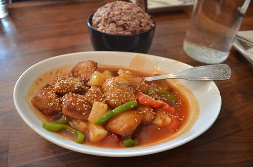 Sweet & Sour Savory (menu item 31) DELICIOUS at Blossom Vegan Restaurant in Pleasanton