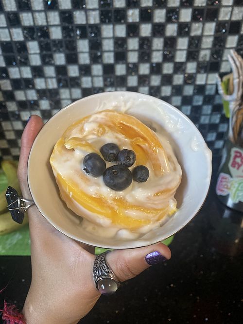 Vegan Mango Sticky Rice • Delicious w/Added Blueberries (Enjoyed the Next Day After Being Refrigerated) 😊🥭🫐  at Blossom Vegan Restaurant in Pleasanton