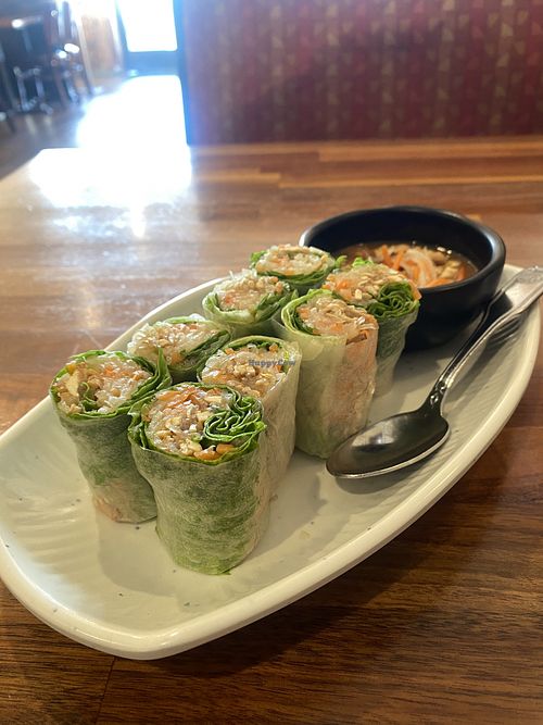 Totally Hit the Spot - Dinner Before Long Commute Home Vegan Spring Rolls 😛  at Blossom Vegan Restaurant in Pleasanton