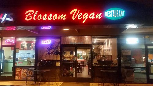Outside Blossom Vegan Restaurant at Blossom Vegan Restaurant in Pleasanton