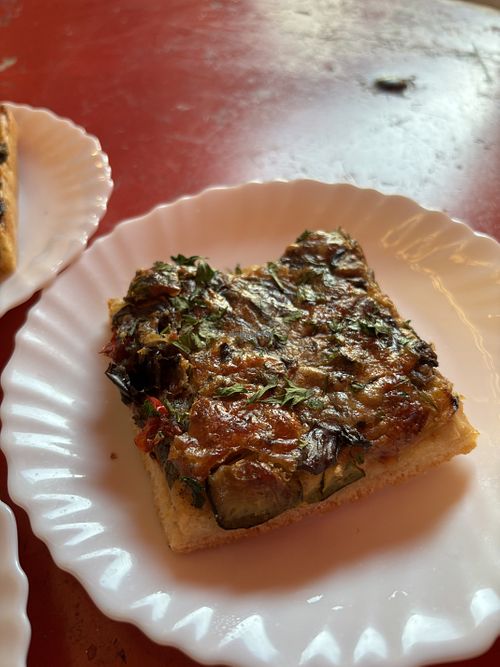 Eggplant and mushroom - maybe would have been better fresh  at Chez Rene Socca in Nice