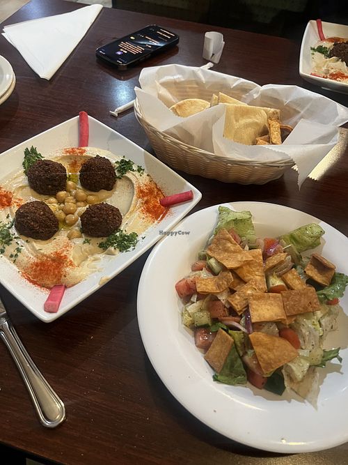 This was the falafel plate that comes with hummus, pita and a big side salad. I could barely eat half, it was so much food. Only $12! Probably the best hummus I have ever had   at Taste Of Lebanon in Leesburg