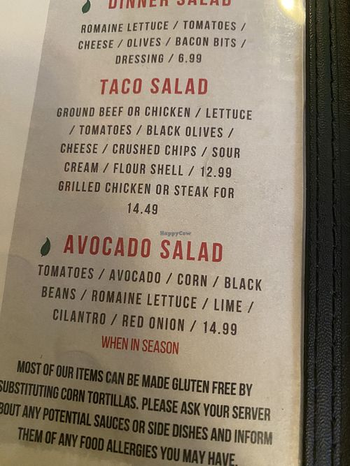 Avocado salad, extra avocado add salsa  at Carmelita's Mexican Restaurant in New Port Richey