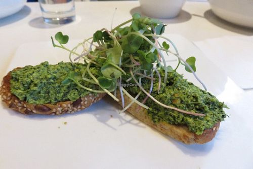 kale pistachio tartines at Pure and Whole - Shanghai Centre in Shanghai