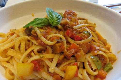 seitan bolognese pasta at Pure and Whole - Shanghai Centre in Shanghai