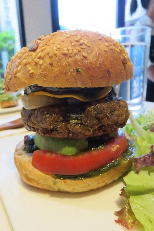 one of the burgers at Pure and Whole - Shanghai Centre in Shanghai