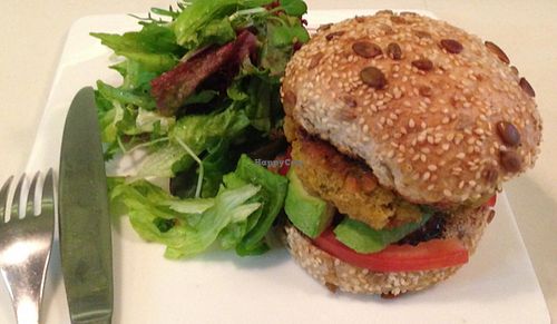 Finally a vegan burger! at Pure and Whole - Shanghai Centre in Shanghai