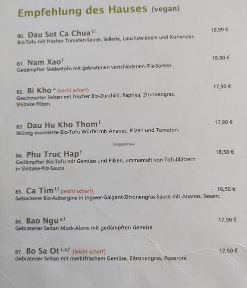 A whole vegan section of the menu at Ha Veggie - Isarvorstad in Munich