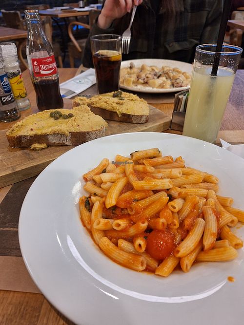 Pasta Basilico and Hummus Bread at Pelister in Skopje