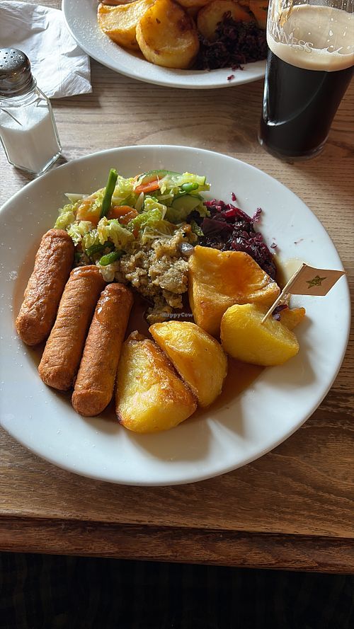 Vegan sausage roast   at The Four Horseshoes Inn in Eye