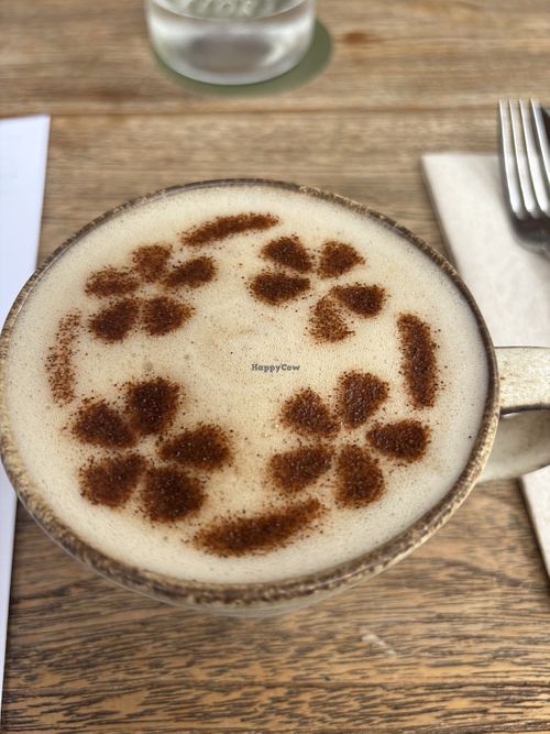 Chai latte with almond milk   at Flora Plant Kitchen in Miami