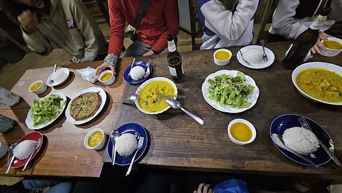 Evening dinner for 80k at Shared Happy Farm in Houayxay