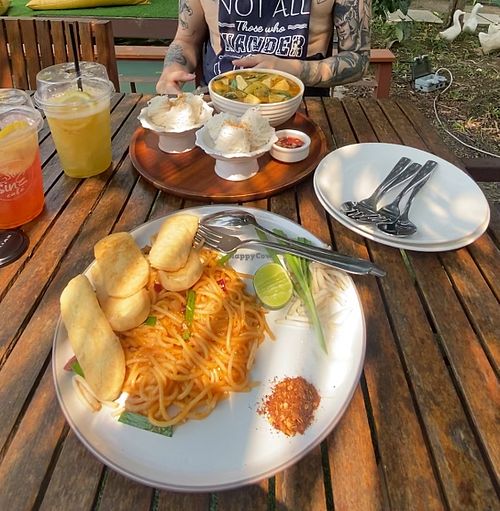 Pad thai and curry with tofu instead of meat/fish.  at The Sine Cafe in Nakhon Pathom