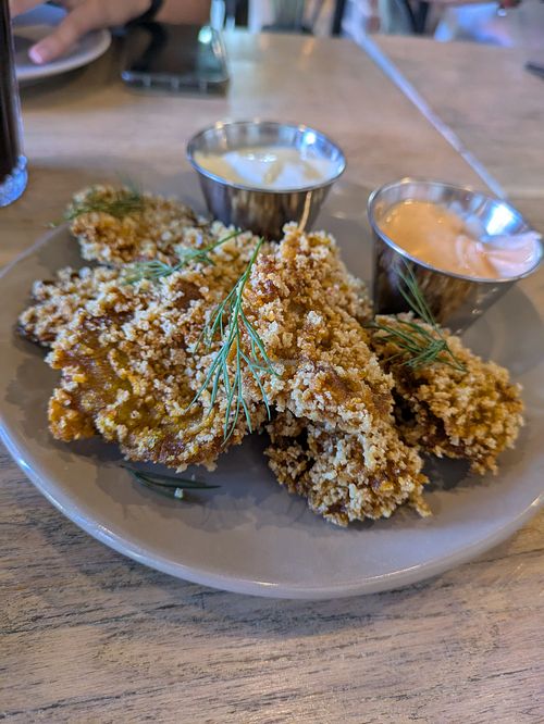 Fried oyster mushrooms at Larmo in Katowice