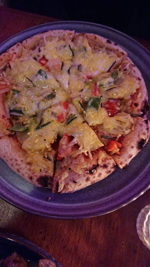 Pizza with potato, pepper and fresh rosemary. at Bio - Scen - Bistro Aspen in Hagersten