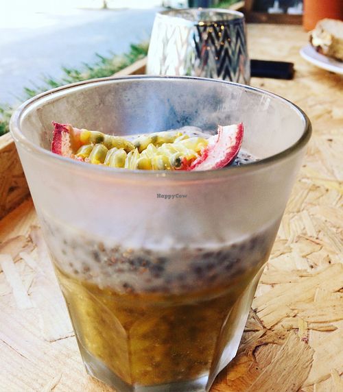 chia seed pudding with passionfruit puree at O' Joy in Shrewsbury