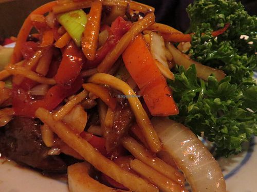 V4 Su-Ya Szechuan (mock duck with bamboo, carrots and peppers, spicy) at Hongkong Imbiss in Saarbrucken