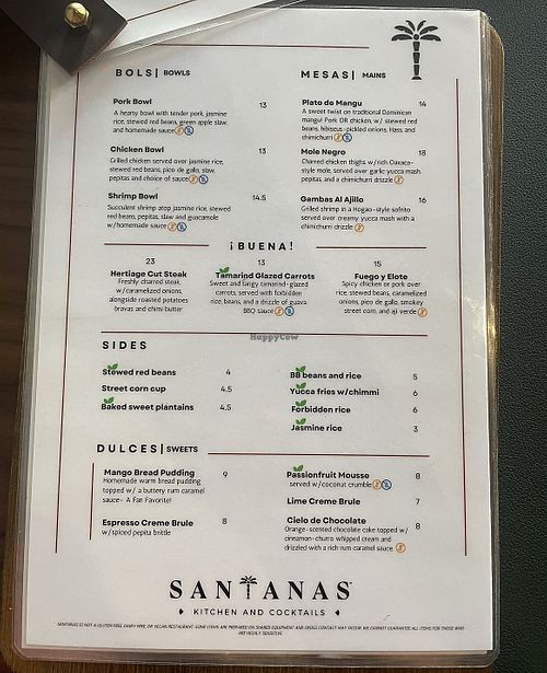Menu shot  at Santana's in Delray Beach