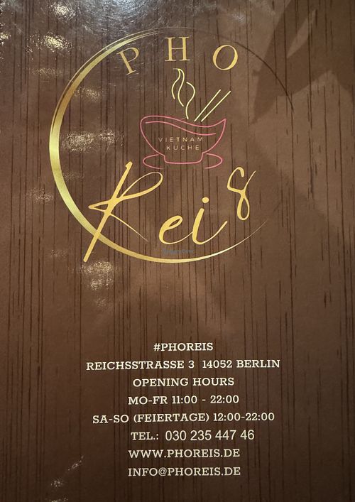 Logo/Menu.  at Pho Reis in Berlin