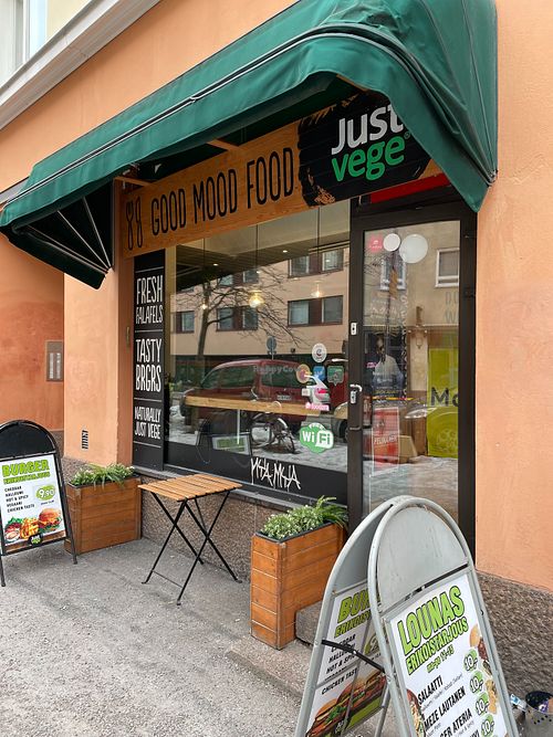 Outside at Just Vege in Helsinki