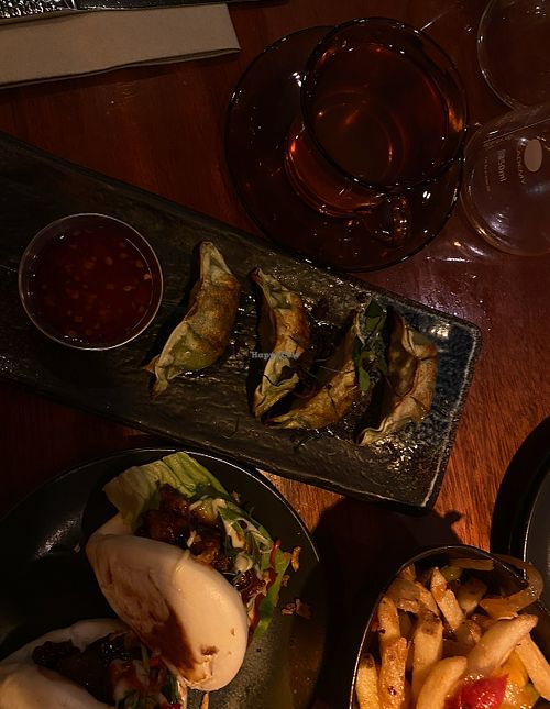 VG gyoza, VG bao bun, salt n pepper fries  at The Alchemist - Trinity in Leeds