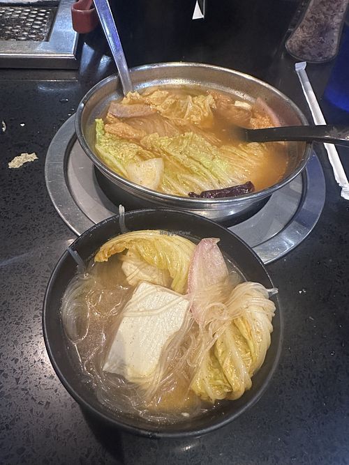 tom khum broth made vegan! packed with veggies!   at Hot Pot & BBQ in Fort Myers