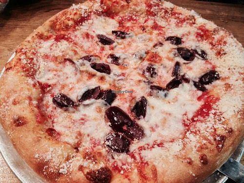 black olive pizza (with cow's cheese) at Mellow Mushroom in Chattanooga