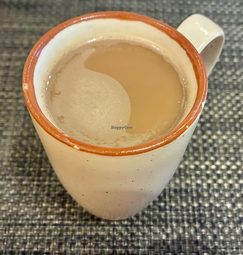 Soya latte at Podium Restaurant and Bar in Manchester