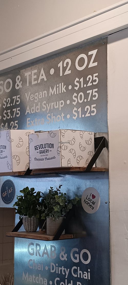Vegan milk tax at Revolution Bakery in Santa Fe