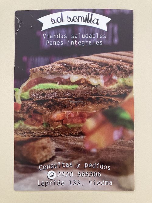 Handbill with contact info  at Sol Semilla in Viedma