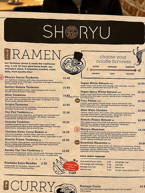 2 vegan ramen choices  at Shoryu Ramen- Covent Garden in London