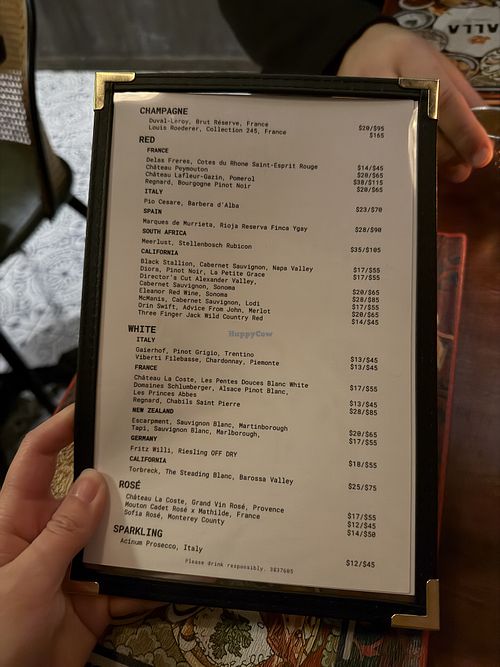 Drinks menu  at Valla Table in New York City