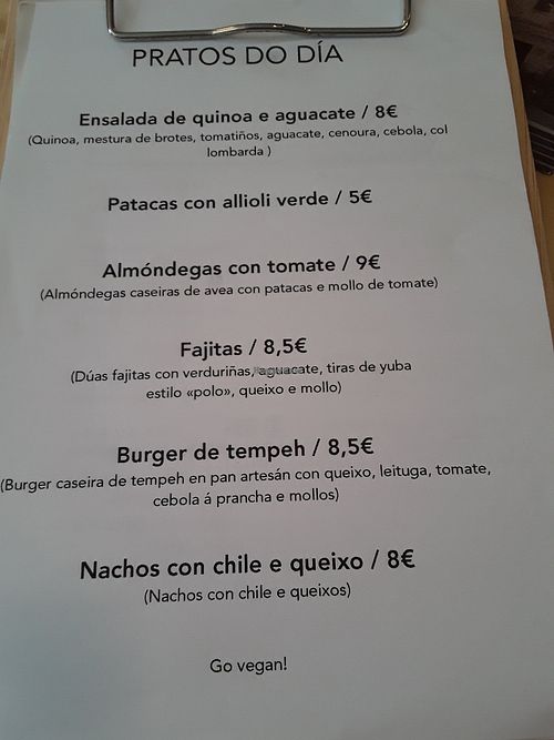 Menu July 2019 at Entre Pedras in Santiago De Compostela