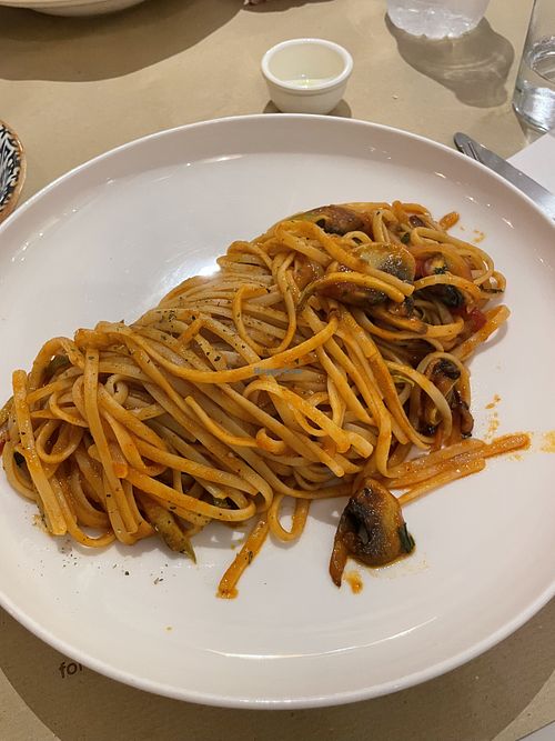 Vegetarian Pasta (made vegan)  at Piatsa Estiatorio in Paros