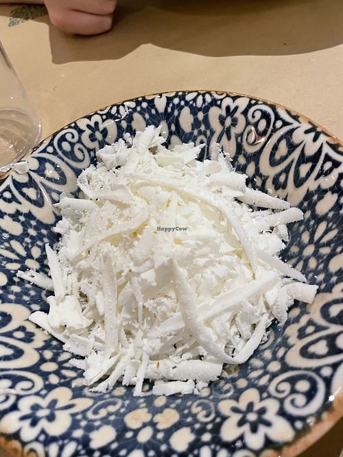 Vegan cheese for the topping  at Piatsa Estiatorio in Paros