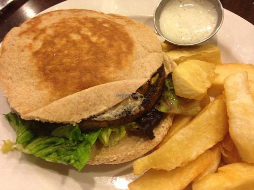 vegan burger with yucca fries at FuegoMundo in Sandy Springs